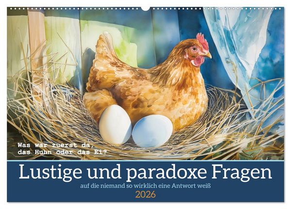 Produktbild: Lustige und paradoxe Fragen (Wandkalender 2026 DIN A2 quer), CALVENDO Monatskalender