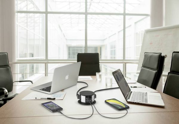 Produktbild: Sygonix SY-4780156 Steckdosenturm Schwarz, Silber Schutzkontakt 1St.