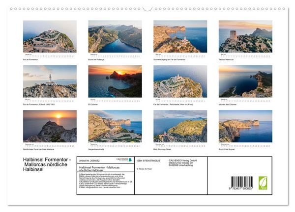 Produktbild: Halbinsel Formentor - Mallorcas n&ouml;rdliche Halbinsel (hochwertiger Premium Wandkalender 2026 DIN A2 quer), Kunstdruck in Hochglanz