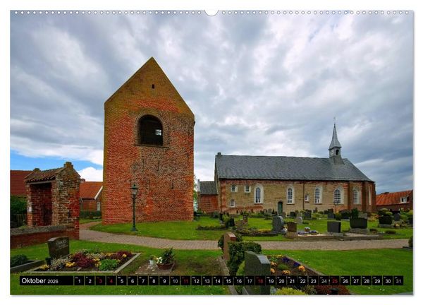 Produktbild: Kirchen in Ostfriesland (hochwertiger Premium Wandkalender 2026 DIN A2 quer), Kunstdruck in Hochglanz