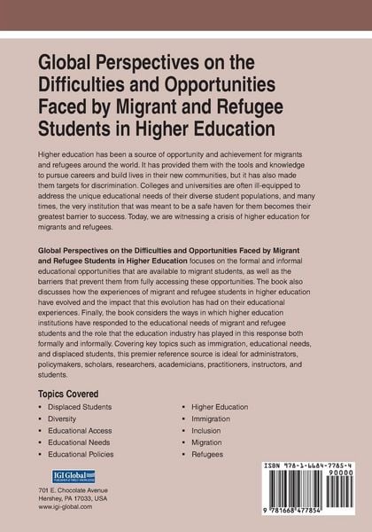 Produktbild: Global Perspectives on the Difficulties and Opportunities Faced by Migrant and Refugee Students in Higher Education