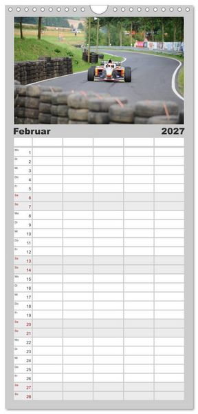 Produktbild: Familienplaner 2027 - Formelrennwagen am Berg mit 5 Spalten (Wandkalender, 21 x 45 cm) CALVENDO