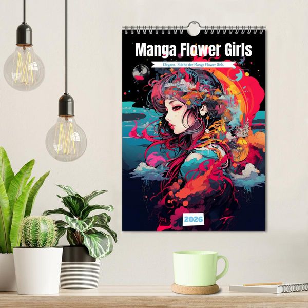 Produktbild: Manga Flower Girls (Wandkalender 2026 DIN A4 hoch), CALVENDO Monatskalender
