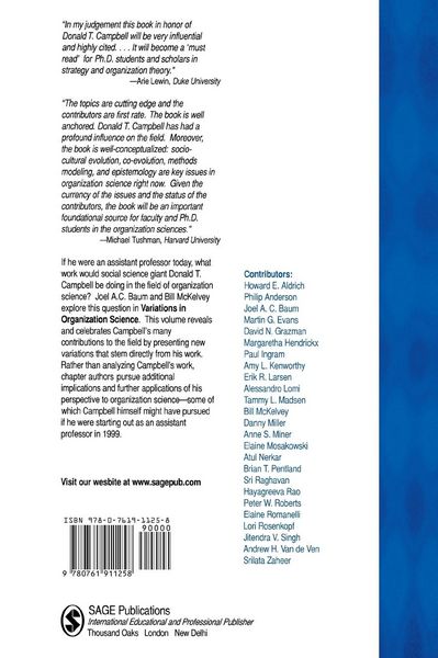 Produktbild: Variations in Organization Science