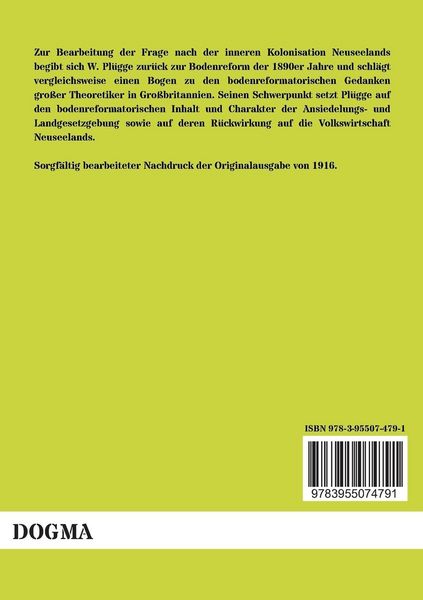 Produktbild: Probleme der Weltwirtschaft: Innere Kolonisation in Neuseeland
