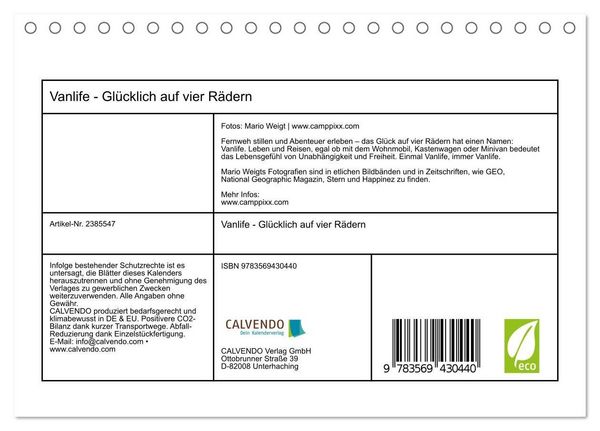 Produktbild: Vanlife - Gl&uuml;cklich auf vier R&auml;dern (Tischkalender 2027 DIN A5 quer), CALVENDO Monatskalender