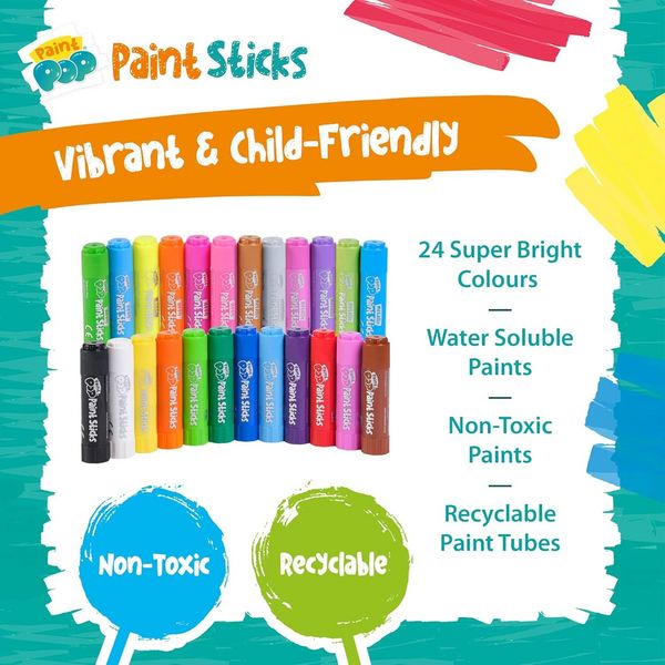 Produktbild: Paint Pop 362202 - Paint Pop: Paint Sticks 24-Pack, klassische Farben, Malstifte, Malset