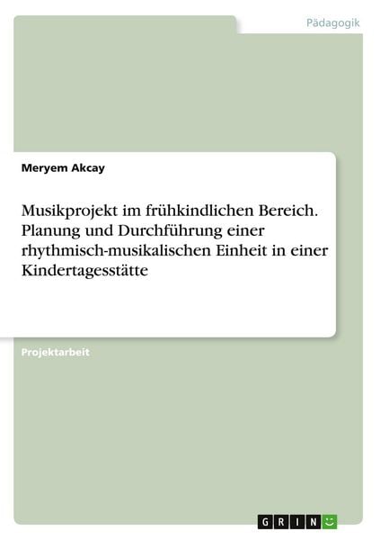 Produktbild: Musikprojekt im fr&uuml;hkindlichen Bereich. Planung und Durchf&uuml;hrung einer rhythmisch-musikalischen Einheit in einer Kindertagesst&auml;tte