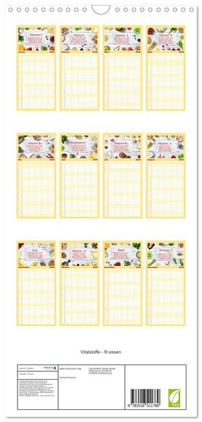 Produktbild: Familienplaner 2026 - Vitalstoffe - fit essen mit 5 Spalten (Wandkalender, 21 x 45 cm) CALVENDO