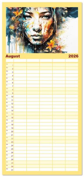 Produktbild: Familienplaner 2026 - Wilde Ladys mit 5 Spalten (Wandkalender, 21 x 45 cm) CALVENDO