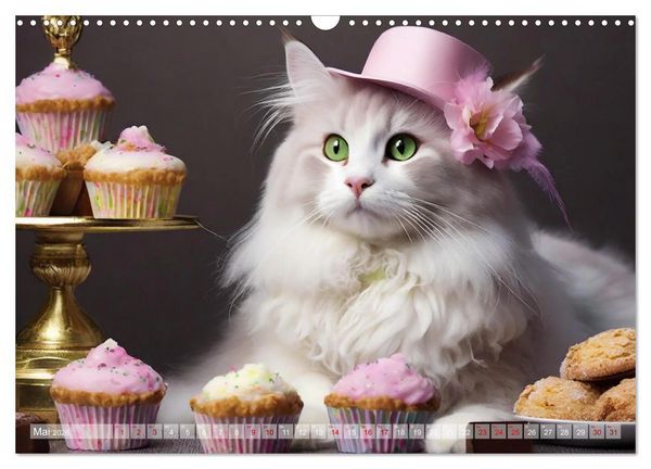 Produktbild: S&uuml;&szlig;e Naschkatzen - Pelzige Leckerm&auml;ulchen zwischen s&uuml;&szlig;en Desserts und Torten (Wandkalender 2026 DIN A3 quer), CALVENDO Monatskalender
