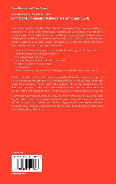 Produktbild: Control and Optimization Methods for Electric Smart Grids