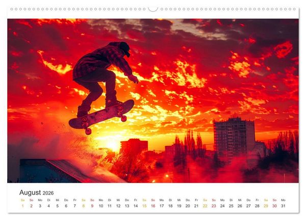 Produktbild: Skateboarding - tolle Momente (Wandkalender 2026 DIN A2 quer), CALVENDO Monatskalender