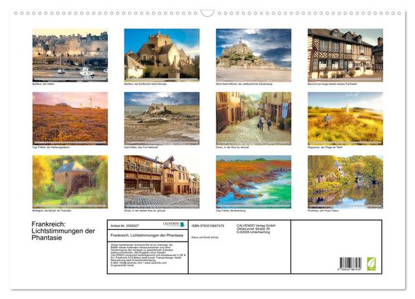 Produktbild: Frankreich: Lichtstimmungen der Phantasie (Wandkalender 2026 DIN A2 quer), CALVENDO Monatskalender