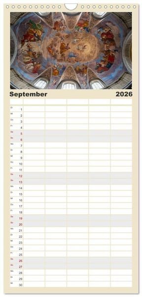 Produktbild: Familienplaner 2026 - Gew&ouml;lbe des Glaubens &ndash; Kirchendecken Europas mit 5 Spalten (Wandkalender, 21 x 45 cm) CALVENDO