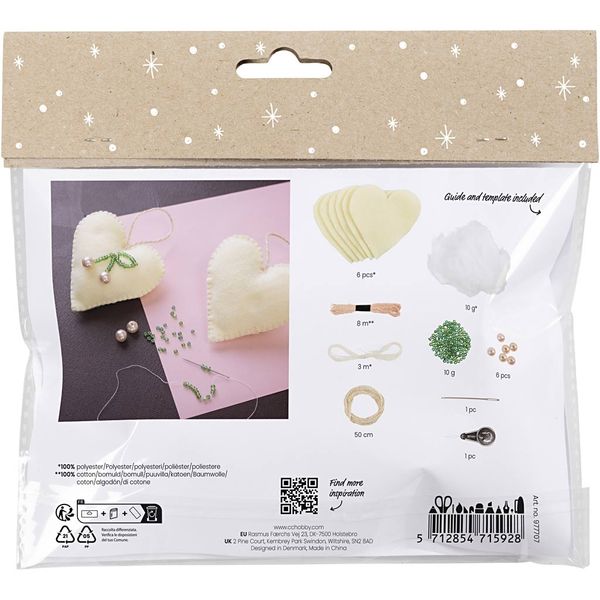 Produktbild: Creativ Company Mini Kreativ Set N&auml;hen, Herzen, Creme
