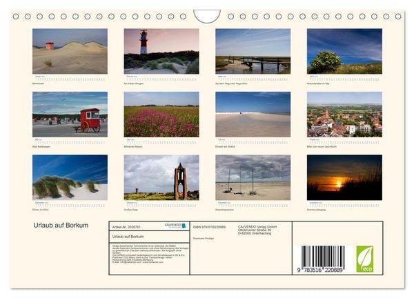 Produktbild: Urlaub auf Borkum (Wandkalender 2026 DIN A4 quer), CALVENDO Monatskalender