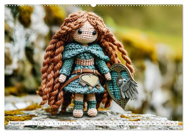 Produktbild: Zauberhafte Wikinger - Nordische Mythologie aus H&auml;kel- und Strickwolle (Wandkalender 2026 DIN A2 quer), CALVENDO Monatskalender