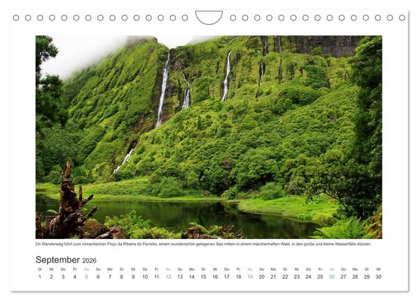 Produktbild: Azoren-Insel Flores - Farbtupfer auf einem erloschenen Vulkan Portugals (Wandkalender 2026 DIN A4 quer), CALVENDO Monatskalender