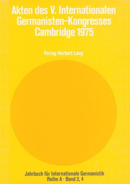 Produktbild: Akten des V. Internationalen Germanisten-Kongresses- Cambridge 1975