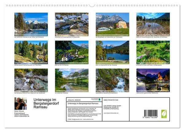 Produktbild: Unterwegs im Bergsteigerdorf Ramsau (Wandkalender 2026 DIN A2 quer), CALVENDO Monatskalender