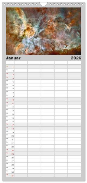 Produktbild: Familienplaner 2026 - Hubble - 35 Jahre atemberaubende Aufnahmen mit 5 Spalten (Wandkalender, 21 x 45 cm) CALVENDO