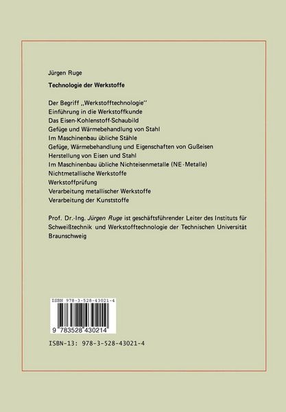 Produktbild: Technologie der Werkstoffe