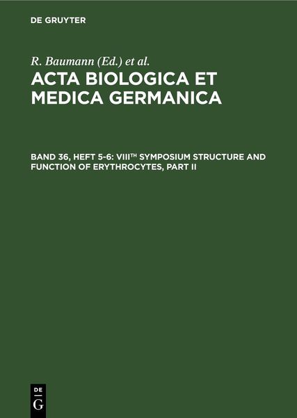 Produktbild: VIIIth Symposium Structure and Function of Erythrocytes, Part II