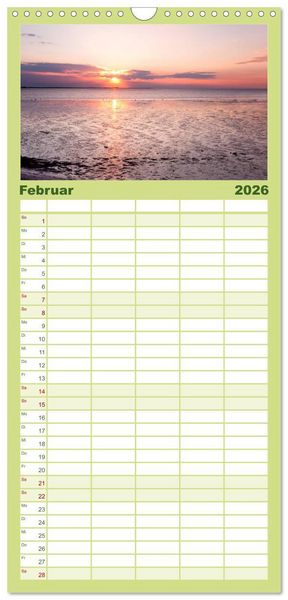 Produktbild: Familienplaner 2026 - SYLT hinter den D&uuml;nen mit 5 Spalten (Wandkalender, 21 x 45 cm) CALVENDO