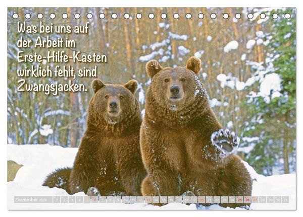 Produktbild: Spa&szlig; mit B&auml;ren: Edition lustige Tiere (Tischkalender 2026 DIN A5 quer), CALVENDO Monatskalender