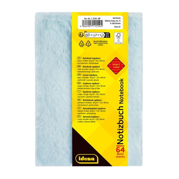 Produktbild: Idena Notizbuch Fluffy Capybara liniert, 64 Blatt 80g/m&sup2; 130x180mm