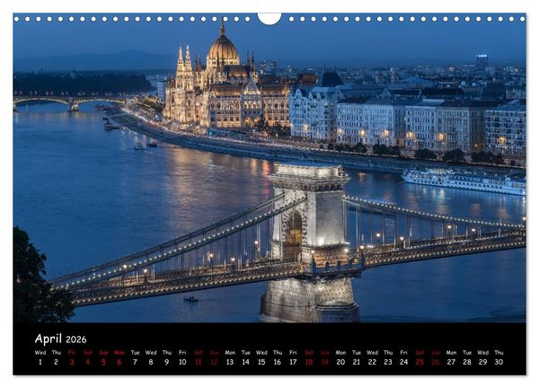 Produktbild: Danube River Nightlights (Wall Calendar 2026 DIN A3 landscape), CALVENDO 12 Month Wall Calendar