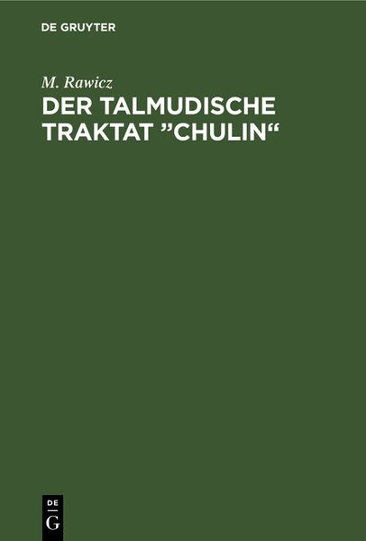 Produktbild: Der talmudische Traktat &bdquo;Chulin&ldquo;