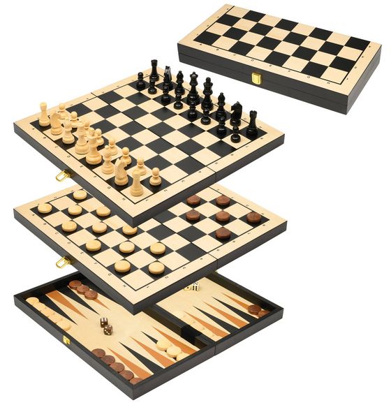 Produktbild: Schach Backgammon Dame Set, Feld 44 mm