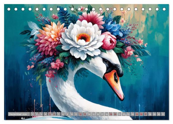 Produktbild: Blumige Vogelportr&auml;ts (Tischkalender 2026 DIN A5 quer), CALVENDO Monatskalender