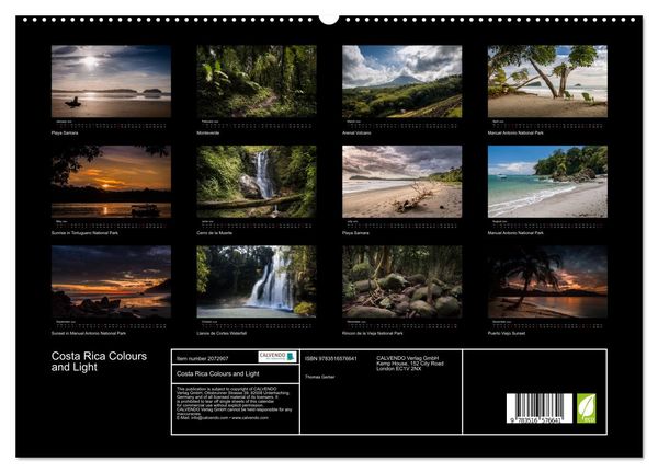 Produktbild: Costa Rica Colours and Light (High Quality Premium Wall Calendar 2026 DIN A2 landscape),CALVENDO 12 Month Wall Calendar