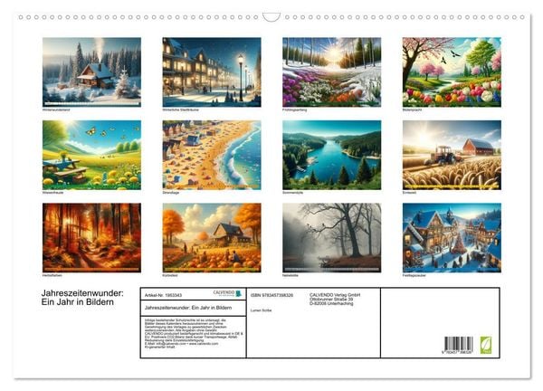 Produktbild: Jahreszeitenwunder: Ein Jahr in Bildern (Wandkalender 2026 DIN A2 quer), CALVENDO Monatskalender