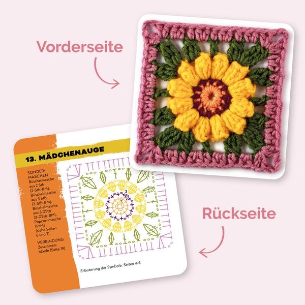 Produktbild: Granny Square Blumen H&auml;kel-Karten (Deutsche Ausgabe)