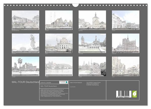 Produktbild: MAL-TOUR Deutschland (Wandkalender 2026 DIN A3 quer), CALVENDO Monatskalender