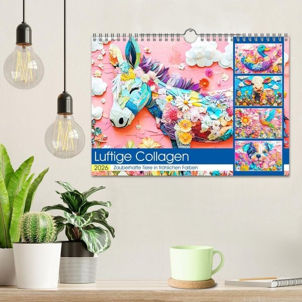 Produktbild: Luftige Collagen. Zauberhafte Tiere in fr&ouml;hlichen Farben (Wandkalender 2026 DIN A4 quer), CALVENDO Monatskalender