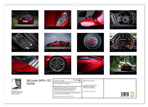 Produktbild: McLaren MP4-12C Spider (Wandkalender 2026 DIN A2 quer), CALVENDO Monatskalender