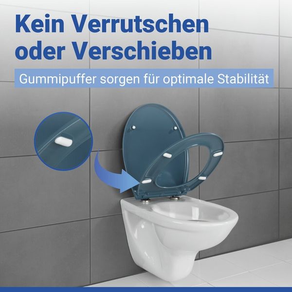 Produktbild: WC Sitz Mod. Samos Slate Blue, Toilettendeckel mit Absenkautomatik