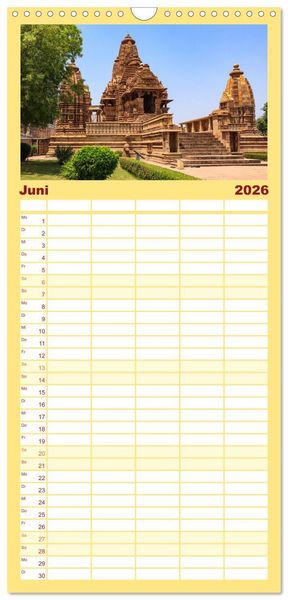 Produktbild: Familienplaner 2026 - Faszination Indien mit 5 Spalten (Wandkalender, 21 x 45 cm) CALVENDO