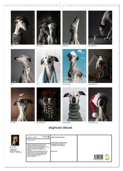Produktbild: dogmuse deluxe (Wandkalender 2026 DIN A2 hoch), CALVENDO Monatskalender