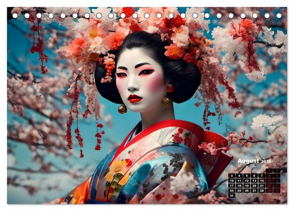 Produktbild: Geishas Portraits von japanischen Gastgeberinnen inspiriert (Tischkalender 2026 DIN A5 quer), CALVENDO Monatskalender