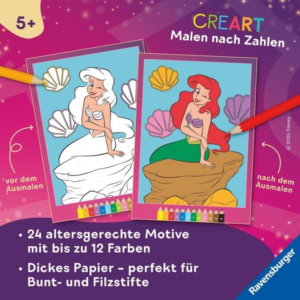 Produktbild: CreArt Malen nach Zahlen ab 5 Disney Prinzessinnen - Starke M&auml;dchen