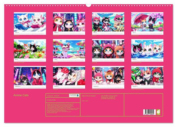 Produktbild: Anime Cats (Wandkalender 2026 DIN A2 quer), CALVENDO Monatskalender