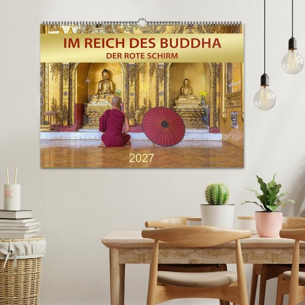 Produktbild: IM REICH DES BUDDHA - DER ROTE SCHIRM (Wandkalender 2027 DIN A2 quer), CALVENDO Monatskalender