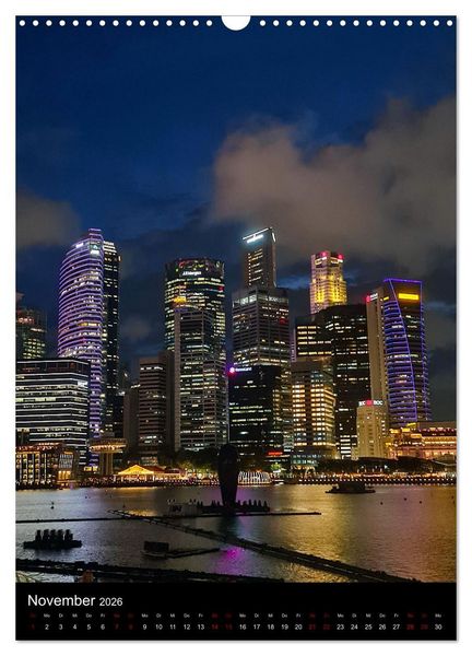 Produktbild: Singapur - Faszinierende Lichterwelt Marina Bay (Wandkalender 2026 DIN A3 hoch), CALVENDO Monatskalender