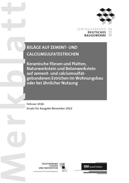 Produktbild: Merkblatt Bel&auml;ge auf Zement- und Calciumsulfatestrichen 2026-02